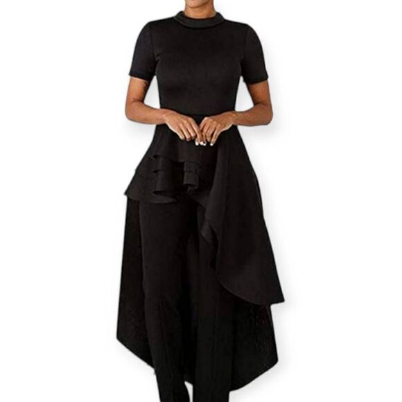 BLACK RUFFLE HI-LO TOP SZ.XL EUC - Picture 1 of 10